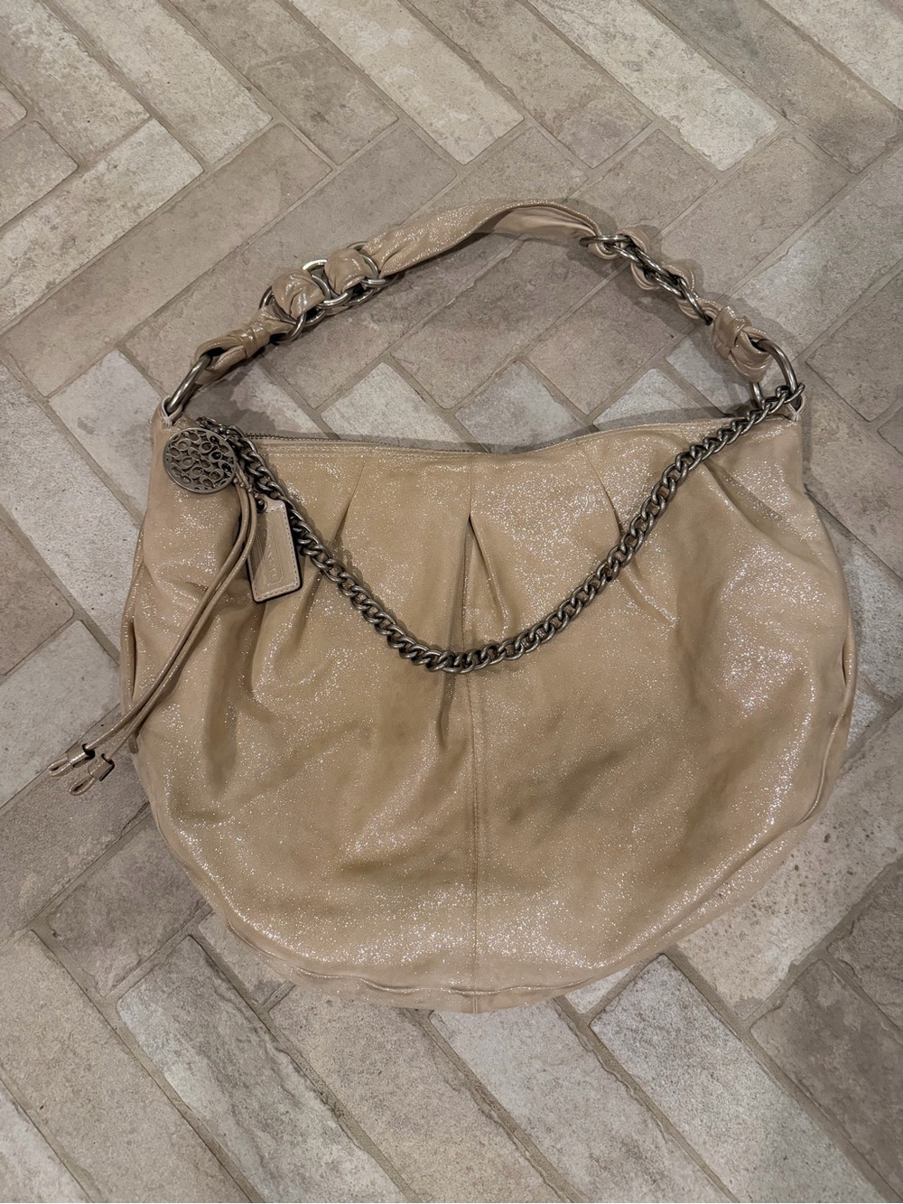 Y2K Coach Metallic Leather Large Hobo Bag